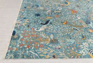 Blue Peacock High Quality Birds Garden Scene Soft Hand Knotted Hand Spun Wool Rug 2619