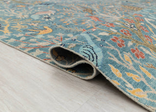 Blue Peacock High Quality Birds Garden Scene Soft Hand Knotted Hand Spun Wool Rug 2619