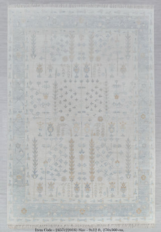 Soft Grey Pine Tree Of life Rug Modern Oushak Rug Premium Wool Hand Knotted Turkish Inspired, #2457