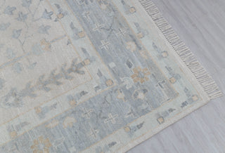 Soft Grey Pine Tree Of life Rug Modern Oushak Rug Premium Wool Hand Knotted Turkish Inspired, #2457