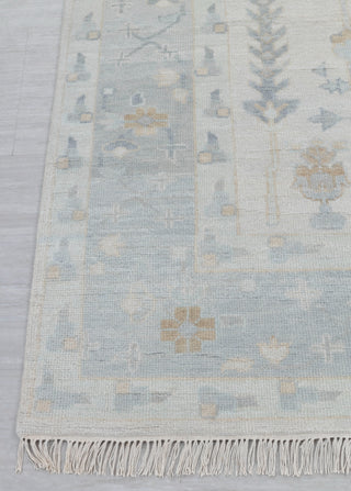 Soft Grey Pine Tree Of life Rug Modern Oushak Rug Premium Wool Hand Knotted Turkish Inspired, #2457
