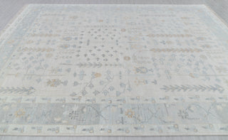 Soft Grey Pine Tree Of life Rug Modern Oushak Rug Premium Wool Hand Knotted Turkish Inspired, #2457