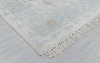 Soft Grey Pine Tree Of life Rug Modern Oushak Rug Premium Wool Hand Knotted Turkish Inspired, #2457
