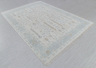 Soft Grey Pine Tree Of life Rug Modern Oushak Rug Premium Wool Hand Knotted Turkish Inspired, #2457