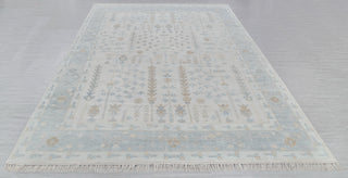 Soft Grey Pine Tree Of life Rug Modern Oushak Rug Premium Wool Hand Knotted Turkish Inspired, #2457