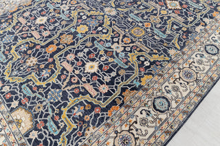 9x12 Navy Blue Cream Retro Mahal Design Classic Persian high Quality Rug Hand Knotted 100% Wool Rug, Rug- 217