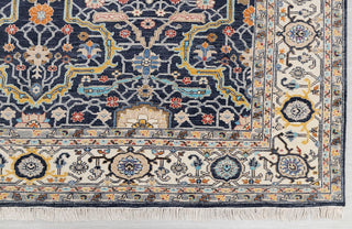 9x12 Navy Blue Cream Retro Mahal Design Classic Persian high Quality Rug Hand Knotted 100% Wool Rug, Rug- 217