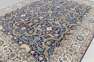 9x12 Navy Blue Cream Retro Mahal Design Classic Persian high Quality Rug Hand Knotted 100% Wool Rug, Rug- 217