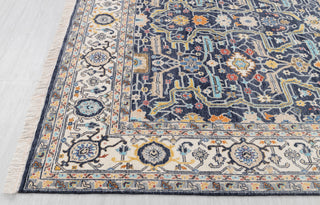 9x12 Navy Blue Cream Retro Mahal Design Classic Persian high Quality Rug Hand Knotted 100% Wool Rug, Rug- 217