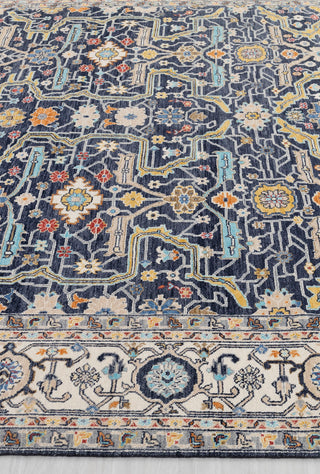 9x12 Navy Blue Cream Retro Mahal Design Classic Persian high Quality Rug Hand Knotted 100% Wool Rug, Rug- 217