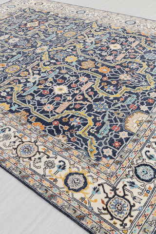 9x12 Navy Blue Cream Retro Mahal Design Classic Persian high Quality Rug Hand Knotted 100% Wool Rug, Rug- 217