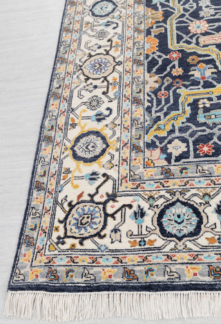9x12 Navy Blue Cream Retro Mahal Design Classic Persian high Quality Rug Hand Knotted 100% Wool Rug, Rug- 217