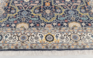 9x12 Navy Blue Cream Retro Mahal Design Classic Persian high Quality Rug Hand Knotted 100% Wool Rug, Rug- 217