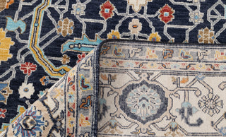 9x12 Navy Blue Cream Retro Mahal Design Classic Persian high Quality Rug Hand Knotted 100% Wool Rug, Rug- 217