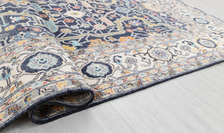 9x12 Navy Blue Cream Retro Mahal Design Classic Persian high Quality Rug Hand Knotted 100% Wool Rug, Rug- 217