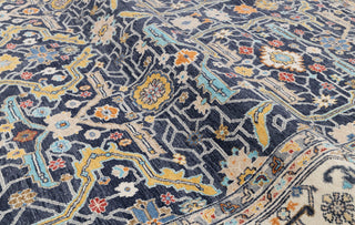 9x12 Navy Blue Cream Retro Mahal Design Classic Persian high Quality Rug Hand Knotted 100% Wool Rug, Rug- 217