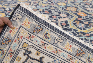 9x12 Navy Blue Cream Retro Mahal Design Classic Persian high Quality Rug Hand Knotted 100% Wool Rug, Rug- 217