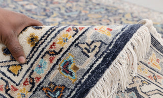 9x12 Navy Blue Cream Retro Mahal Design Classic Persian high Quality Rug Hand Knotted 100% Wool Rug, Rug- 217