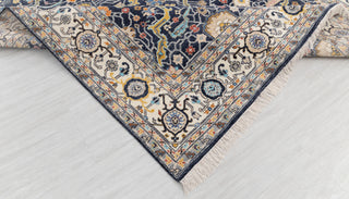 9x12 Navy Blue Cream Retro Mahal Design Classic Persian high Quality Rug Hand Knotted 100% Wool Rug, Rug- 217