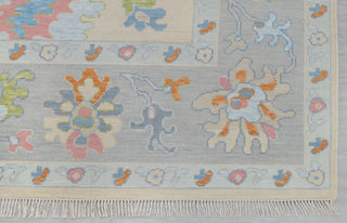Cream Grey Colorful Premium Hand Knotted Modern Oushak Rug Premium Wool Hand Knotted Turkish Inspired, #2409