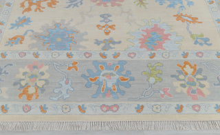 Cream Grey Colorful Premium Hand Knotted Modern Oushak Rug Premium Wool Hand Knotted Turkish Inspired, #2409