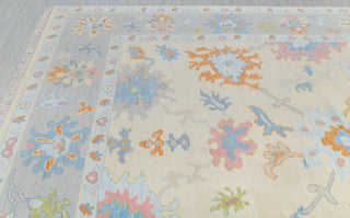 Cream Grey Colorful Premium Hand Knotted Modern Oushak Rug Premium Wool Hand Knotted Turkish Inspired, #2409