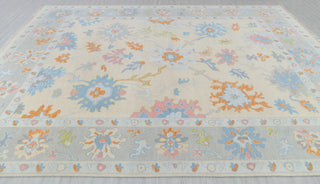 Cream Grey Colorful Premium Hand Knotted Modern Oushak Rug Premium Wool Hand Knotted Turkish Inspired, #2409