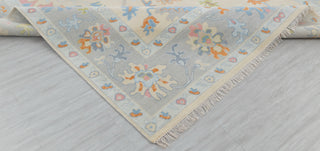 Cream Grey Colorful Premium Hand Knotted Modern Oushak Rug Premium Wool Hand Knotted Turkish Inspired, #2409