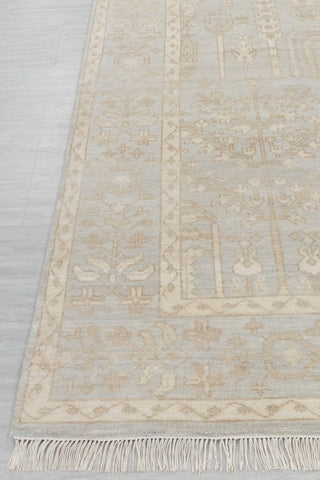 Gray Cream Muted Look Garden Pine Tree Of life Rug Modern Oushak Rug Premium Wool Hand Knotted Turkish Inspired, #2326 Silver Garden