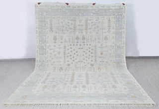 Soft Grey Pine Tree Of life Rug Modern Oushak Rug Premium Wool Hand Knotted Turkish Inspired, #2457