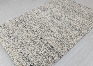 Chunky Felted Soft Wool Rug Ivory Grey Charcoal High Quality Hand Woven Wool Flatweave Rug, Customize in any size-Tn-73F