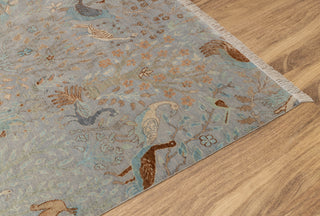 9x12 Grey Peacock High Quality Birds Garden Scene Soft Hand Knotted Hand Spun Wool Rug JC-542