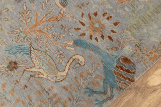 9x12 Grey Peacock High Quality Birds Garden Scene Soft Hand Knotted Hand Spun Wool Rug JC-542
