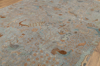 9x12 Grey Peacock High Quality Birds Garden Scene Soft Hand Knotted Hand Spun Wool Rug JC-542