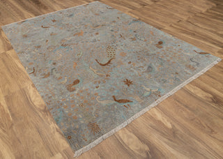 9x12 Grey Peacock High Quality Birds Garden Scene Soft Hand Knotted Hand Spun Wool Rug JC-542