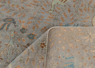 9x12 Grey Peacock High Quality Birds Garden Scene Soft Hand Knotted Hand Spun Wool Rug JC-542