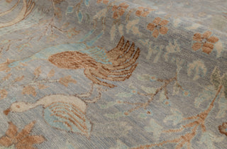 9x12 Grey Peacock High Quality Birds Garden Scene Soft Hand Knotted Hand Spun Wool Rug JC-542