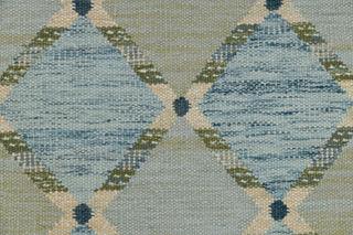Green Blue Scandinavian Design High Quality Hand Woven Flatweave Kilim Modern Boho Geometric Rug,Customize in Any Size AD-7