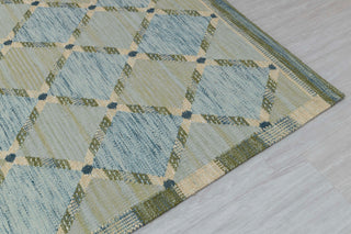 Green Blue Scandinavian Design High Quality Hand Woven Flatweave Kilim Modern Boho Geometric Rug,Customize in Any Size AD-7