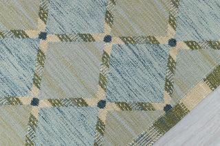 Green Blue Scandinavian Design High Quality Hand Woven Flatweave Kilim Modern Boho Geometric Rug,Customize in Any Size AD-7