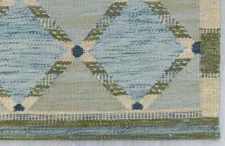 Green Blue Scandinavian Design High Quality Hand Woven Flatweave Kilim Modern Boho Geometric Rug,Customize in Any Size AD-7