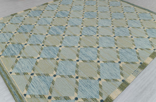 Green Blue Scandinavian Design High Quality Hand Woven Flatweave Kilim Modern Boho Geometric Rug,Customize in Any Size AD-7