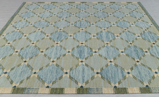 Green Blue Scandinavian Design High Quality Hand Woven Flatweave Kilim Modern Boho Geometric Rug,Customize in Any Size AD-7