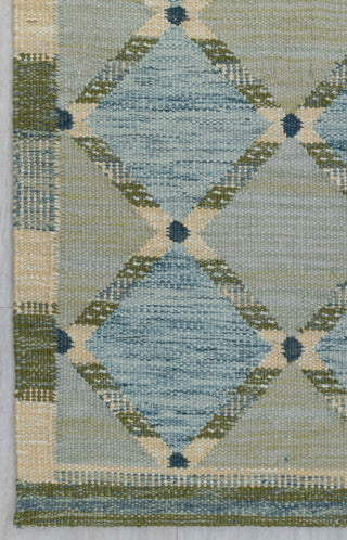 Green Blue Scandinavian Design High Quality Hand Woven Flatweave Kilim Modern Boho Geometric Rug,Customize in Any Size AD-7