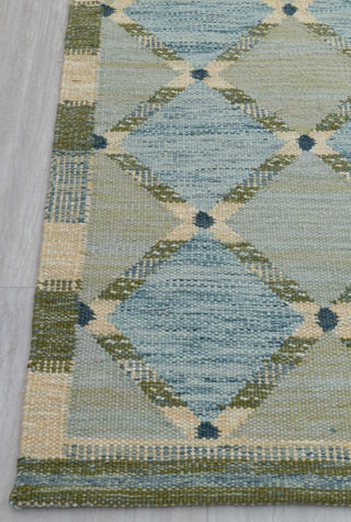 Green Blue Scandinavian Design High Quality Hand Woven Flatweave Kilim Modern Boho Geometric Rug,Customize in Any Size AD-7