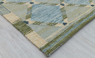 Green Blue Scandinavian Design High Quality Hand Woven Flatweave Kilim Modern Boho Geometric Rug,Customize in Any Size AD-7