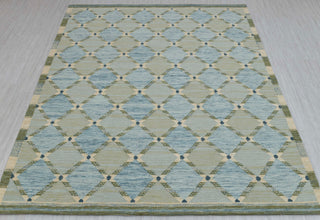Green Blue Scandinavian Design High Quality Hand Woven Flatweave Kilim Modern Boho Geometric Rug,Customize in Any Size AD-7