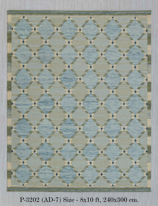 Green Blue Scandinavian Design High Quality Hand Woven Flatweave Kilim Modern Boho Geometric Rug,Customize in Any Size AD-7