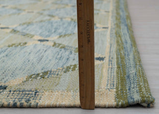 Green Blue Scandinavian Design High Quality Hand Woven Flatweave Kilim Modern Boho Geometric Rug,Customize in Any Size AD-7