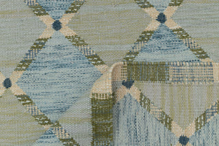 Green Blue Scandinavian Design High Quality Hand Woven Flatweave Kilim Modern Boho Geometric Rug,Customize in Any Size AD-7